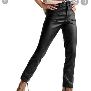 Free People Vegan Black Leather Ankle Skinny Jeans